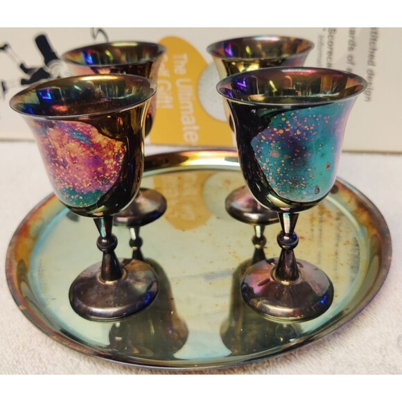 Vintage Wm Rogers Silver-plated Goblet Set with Serving Tray Pre Owned - Picture 6 of 16